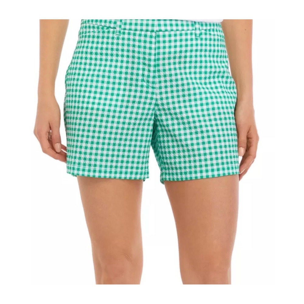 Pro Tour Size 8 Kelly Green 5" Gingham Printed Seersucker Shorts